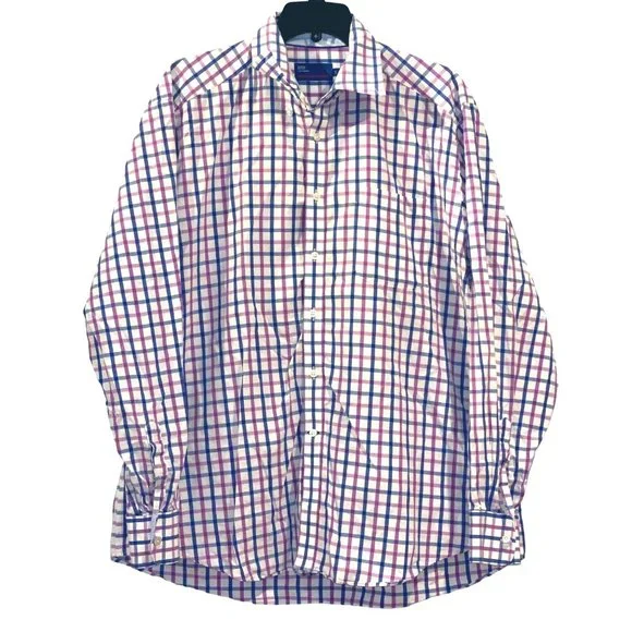 marks spencer dress shirt Marks & Spencer Collection Dress Shirt Men's 17/43 Check Luxury Button Up